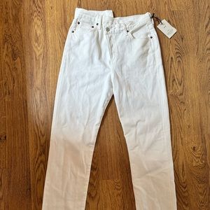 NWT AGOLDE Criss Cross Straight Element White Jeans, Size 26